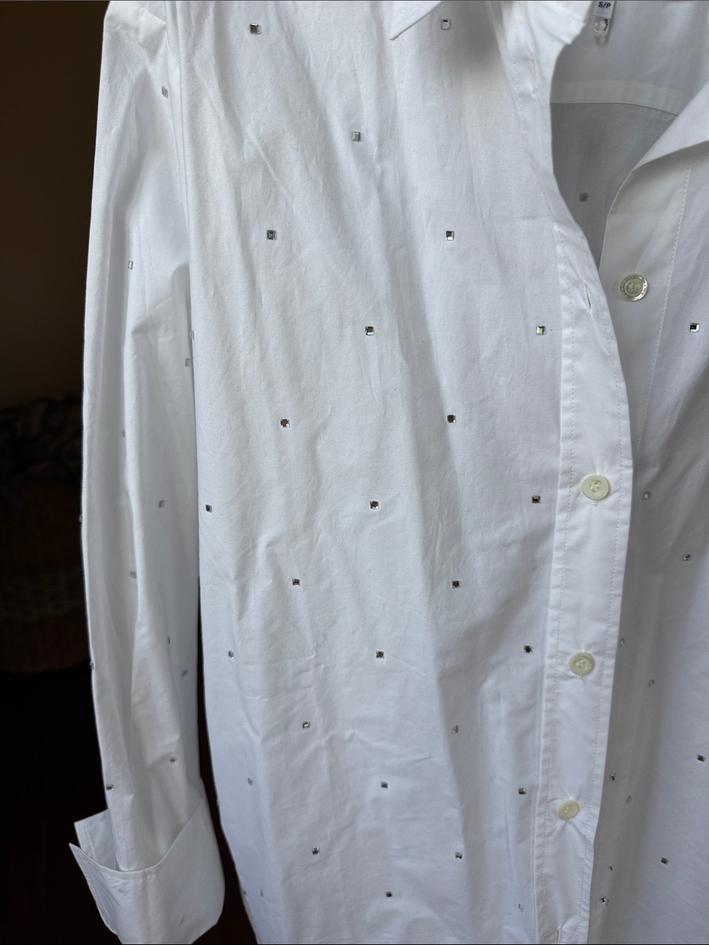Frame Denim White Button-Down Shirt with Tiny Dot Accents - Picture 2 of 5
